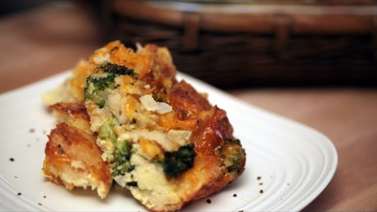 Broccoli & Cheese Bread Pudding Casserole Cooking Videos Grokker