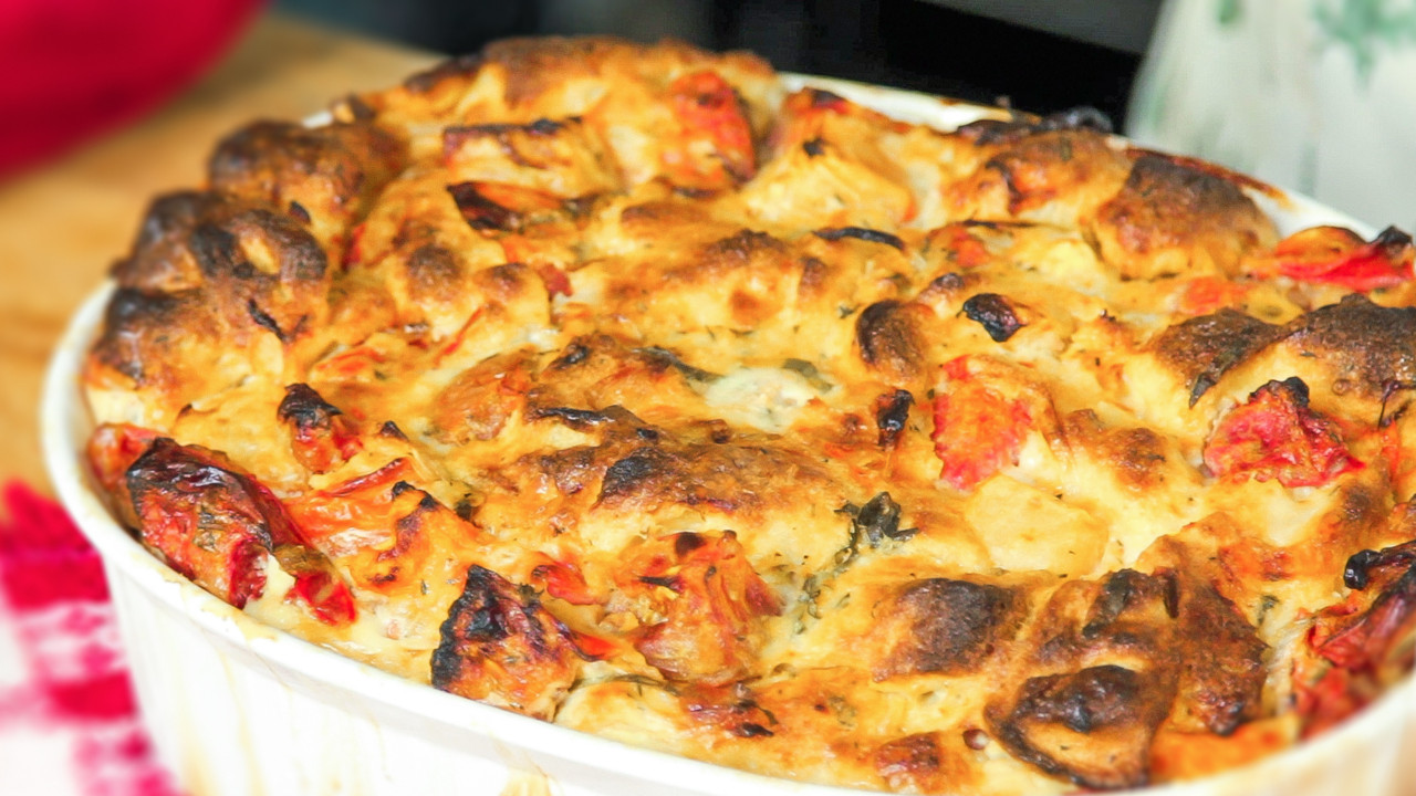 Heirloom Tomato Bread Pudding Cooking Videos Grokker