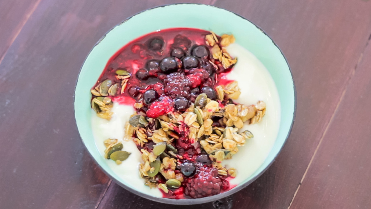 Frying Pan Granola with Quick Fruit Compote Cooking Videos Grokker