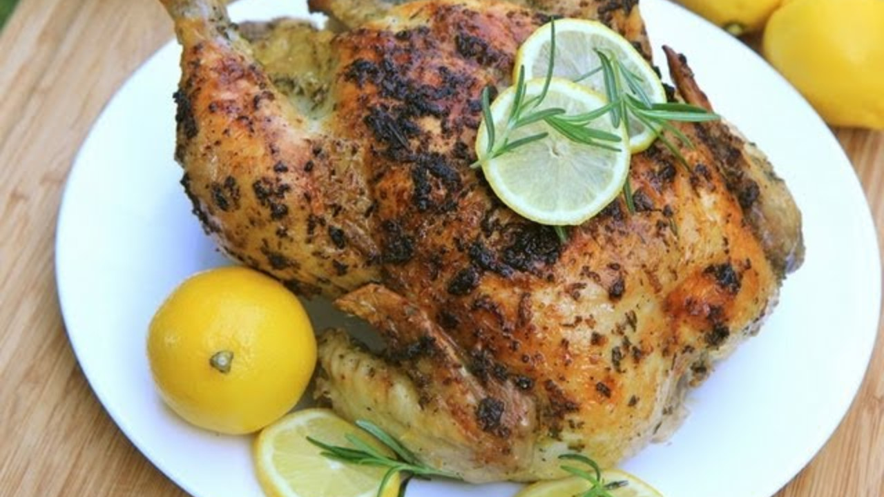 Lemon Garlic & Rosemary Roasted Chicken Recipe - Cooking Videos